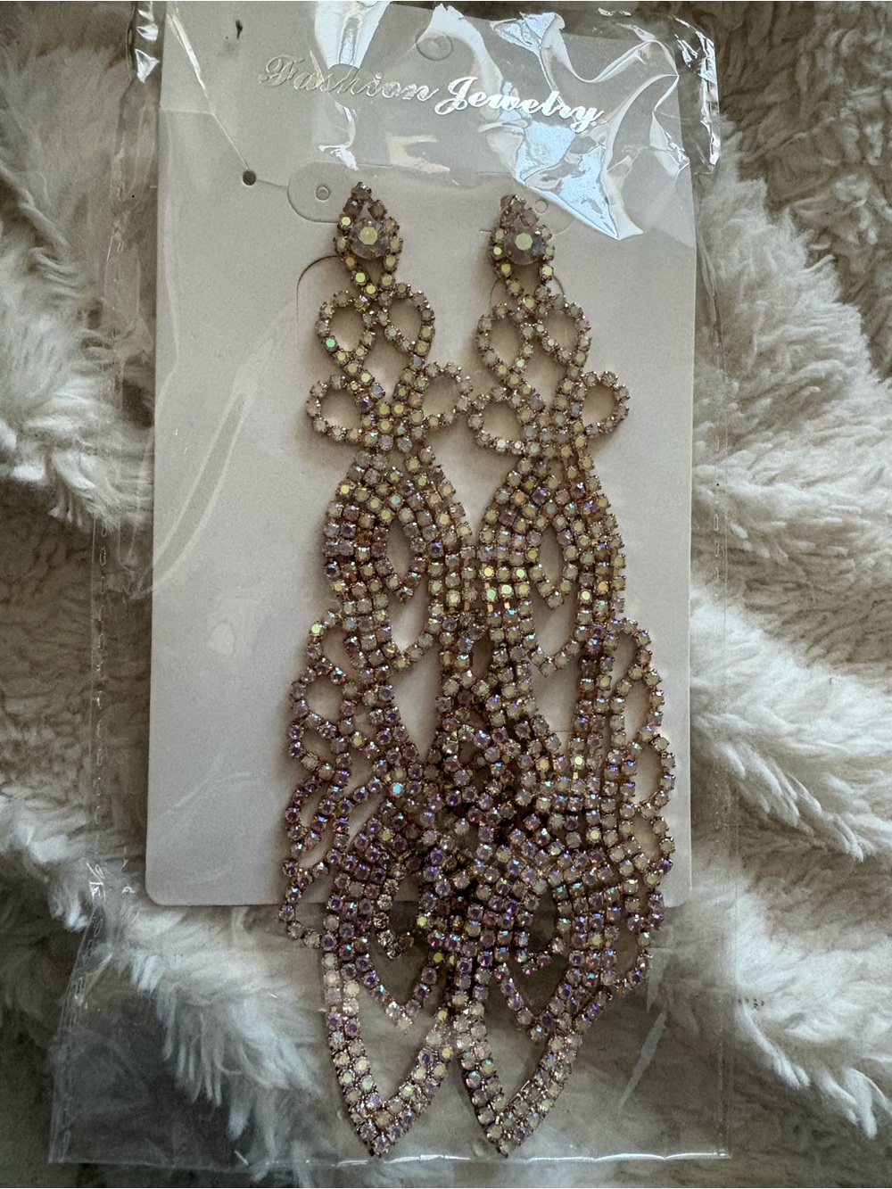 Fashion Jewelry Pink Crystal Statement Drop Earrings